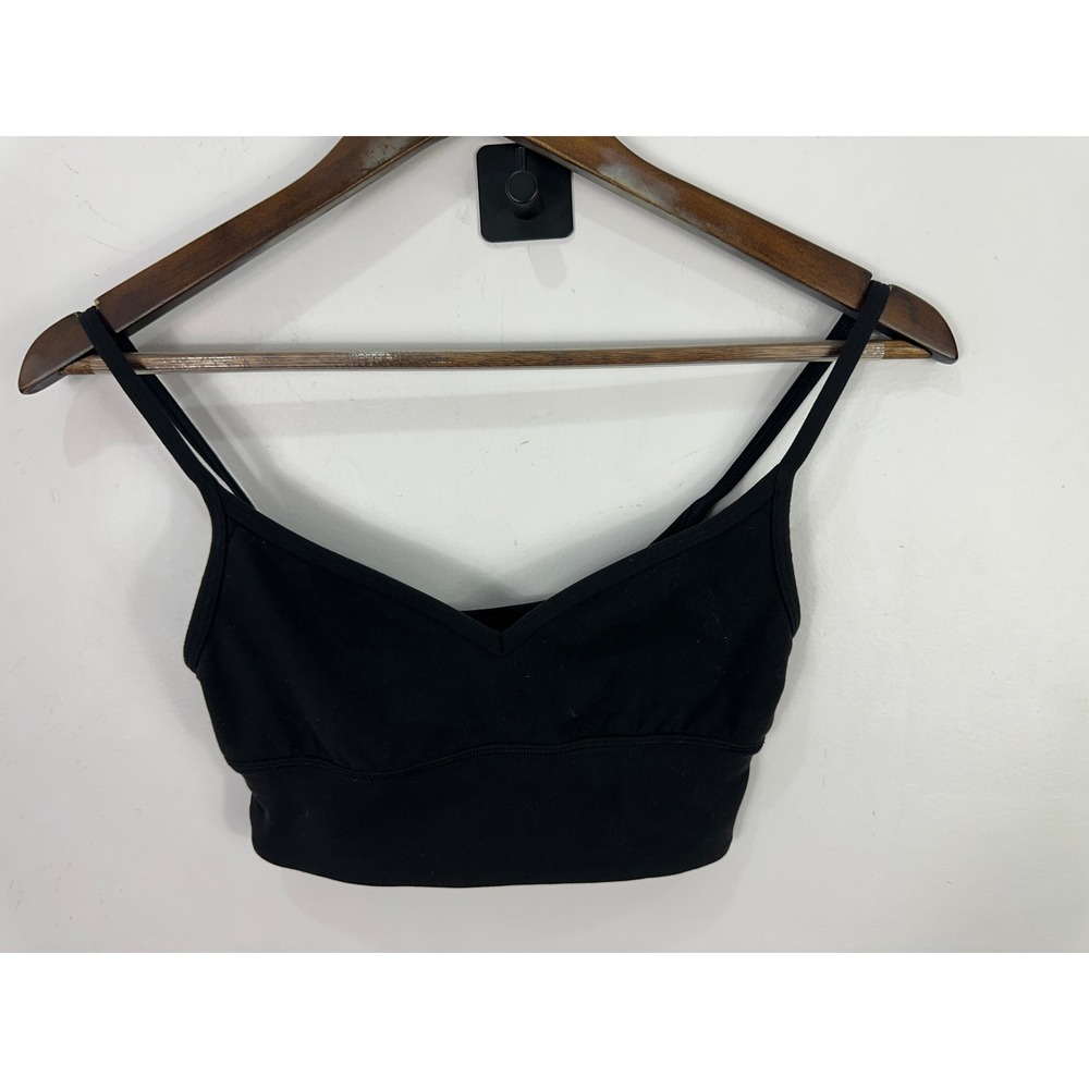 Lululemon Align V-Neck Bra Womens 4 Black Light Support Nulu Yoga Gym Athleisure